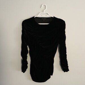 Armani Exchange Women's Black Sz S Velour Bodycon Long Sleeve Stretch Midi Dress